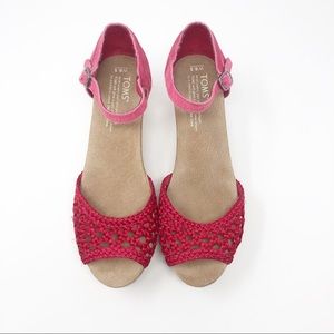 Tom's Woven Platform Cork Wedges - 6.5